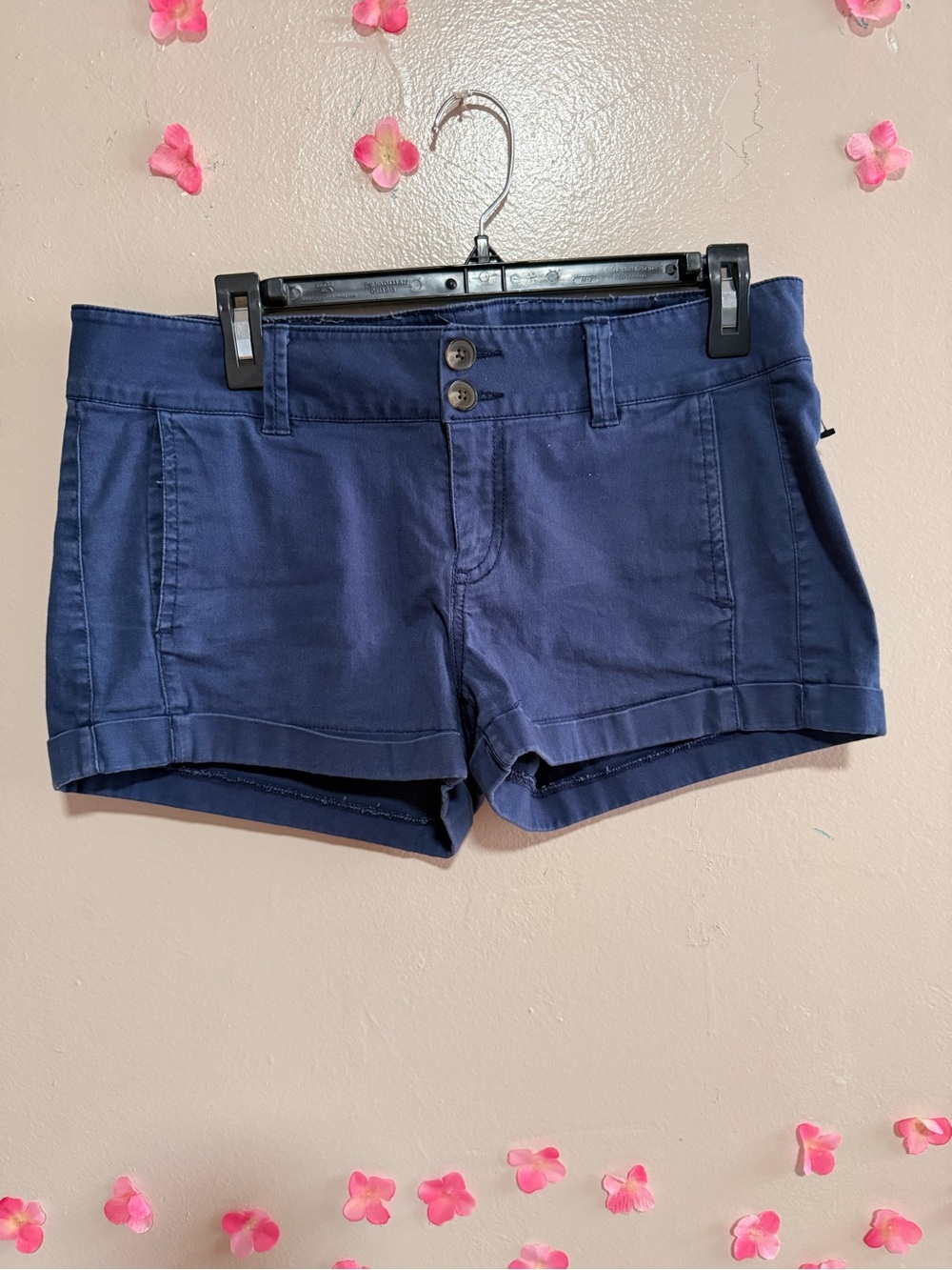 Express Navy High-Waist Cotton Blend Shorts